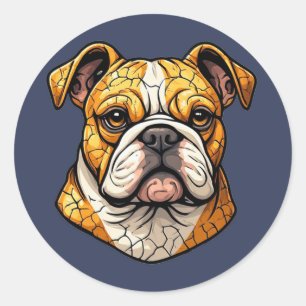 Adesivo Ilustração de Cachorro Inglês Bulldog Adorável Ama