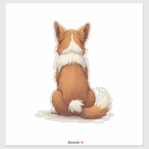 Adesivo Ilustração de Cachorro Vista Posterior Vintage em 
