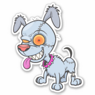 Adesivo Ilustração de Cachorro Zombie Cranky