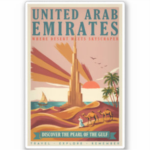Adesivo Ilustração de Camelo dos Emirados Árabes Unidos Bu