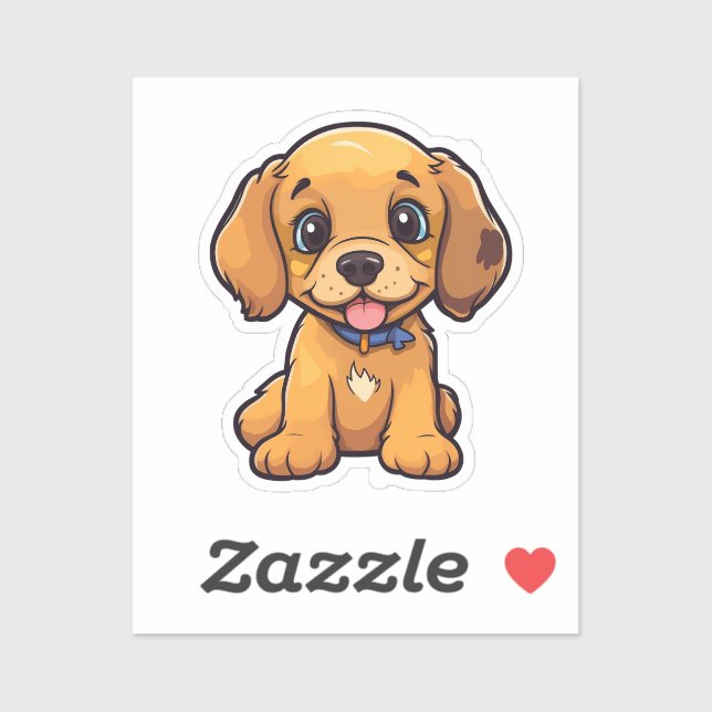 Adesivo Ilustração de cão de desenho animado (Folha)