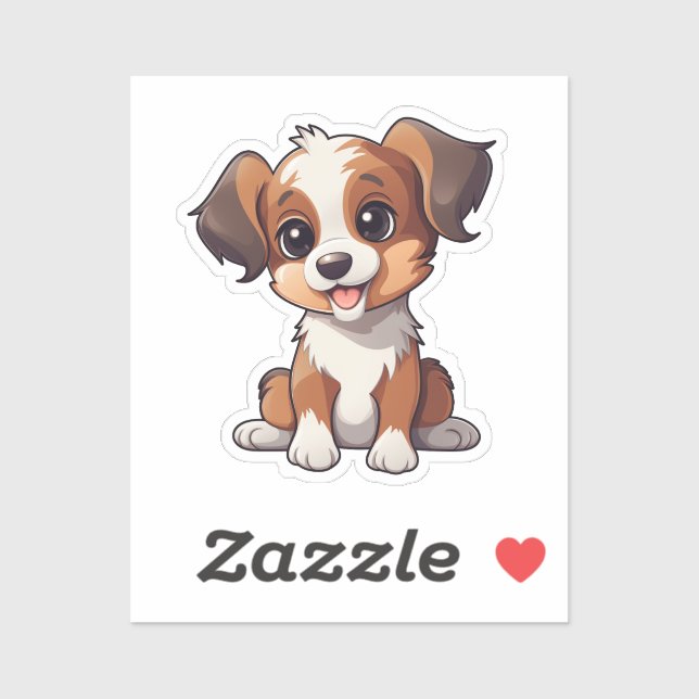 Adesivo Ilustração de cão de desenho animado (Folha)