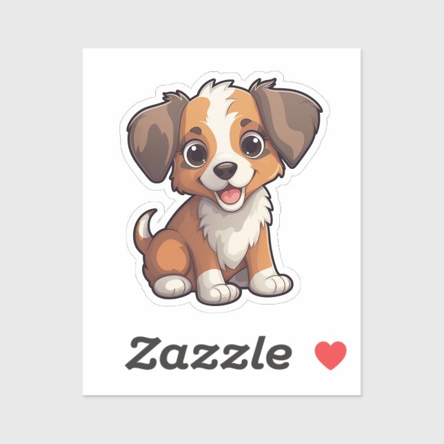Adesivo Ilustração de cão de desenho animado (Folha)