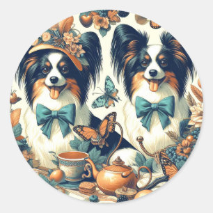 Adesivo Ilustração de Cão Papillon Bonito