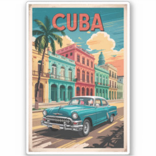 Adesivo Ilustração de Carro Clássico de Cuba Arte de Viage