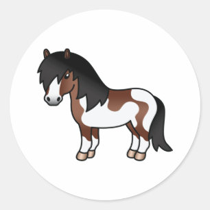 Adesivo Ilustração de Cartoon Brown Pinto Shetland Pony