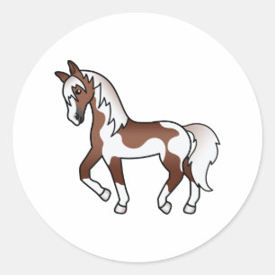 Adesivo Ilustração de Cartoon de Cavalo de Trote Castanho