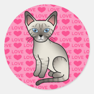 Adesivo Ilustração de Cartoon de Gato Simâmico do Lynx Poi