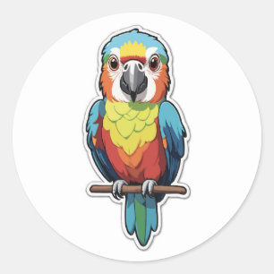 Adesivo Ilustração de Cartoon de Papagaio Tropical Colorid