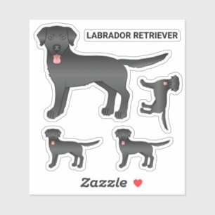 Adesivo Ilustração de Cartoon de Retriever Black Labrado