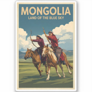 Adesivo Ilustração de Cavaleiros da Mongólia Arte de Viage