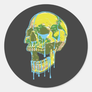 Adesivo Ilustração de Caveira com Neon Pingando – Arte Gru