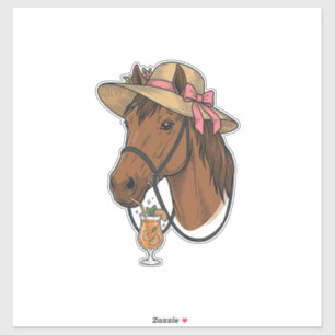 Adesivo Ilustração de chapéu de verão de coquetel de caval