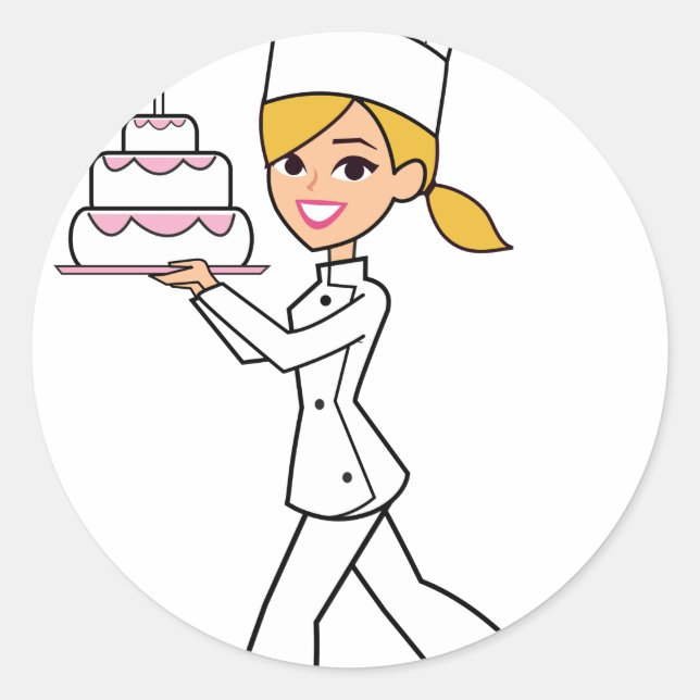 Adesivo Ilustração de Chef de Menina Única (Frente)