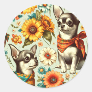 Adesivo Ilustração de Chihuahua Retro Cute