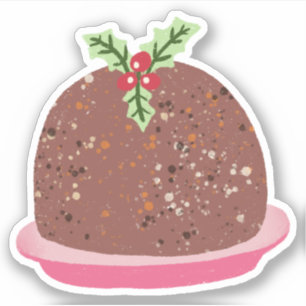 Adesivo Ilustração de Comida de Natal Pudim