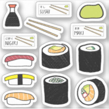 Ilustração de Comida do Conjunto de Folhas Sushi S