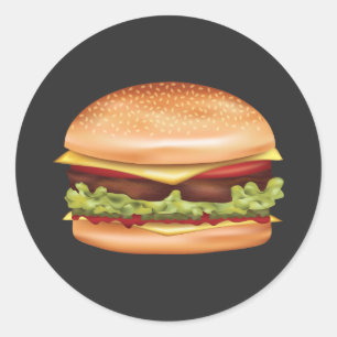 Adesivo Ilustração de Comida Rápida de Hamburger