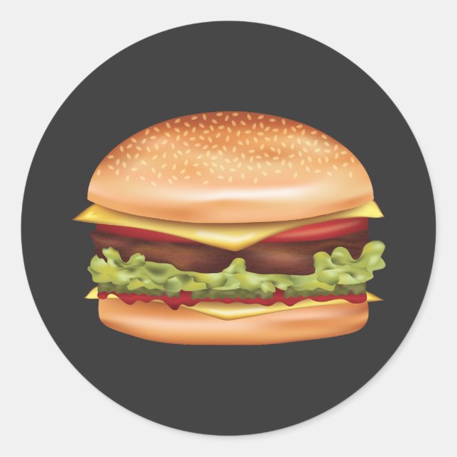 Adesivo Ilustração de Comida Rápida de Hamburger (Frente)