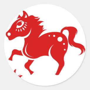 ADESIVO ILUSTRAÇÃO DE CORTE DE CAVALO ZODIÁTICO CHINÊS