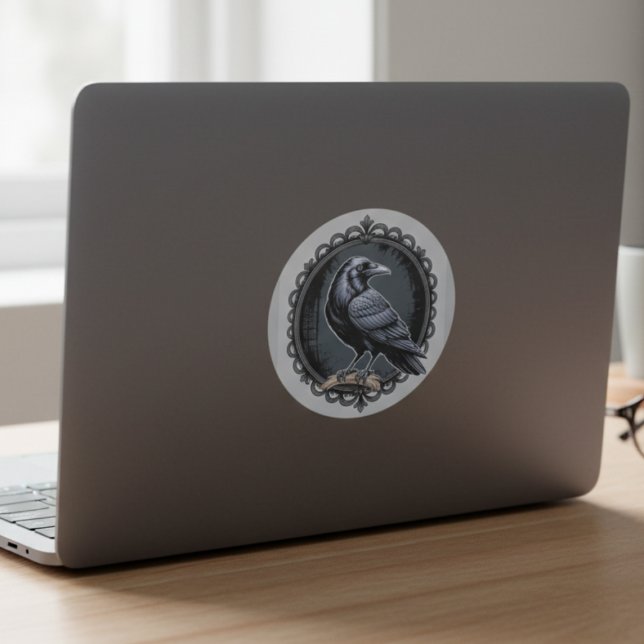 Adesivo Ilustração de Corvo Preto Gótico (Black raven gothic sticker
)