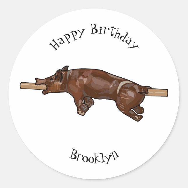 Adesivo Ilustração de desenho animado assado/assado porcin (Frente)