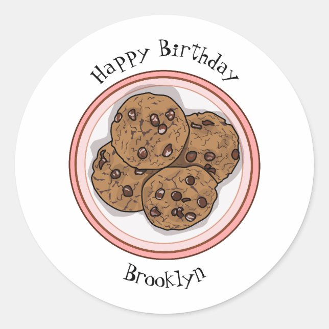 Adesivo Ilustração de desenho animado com chip de chocolat (Frente)