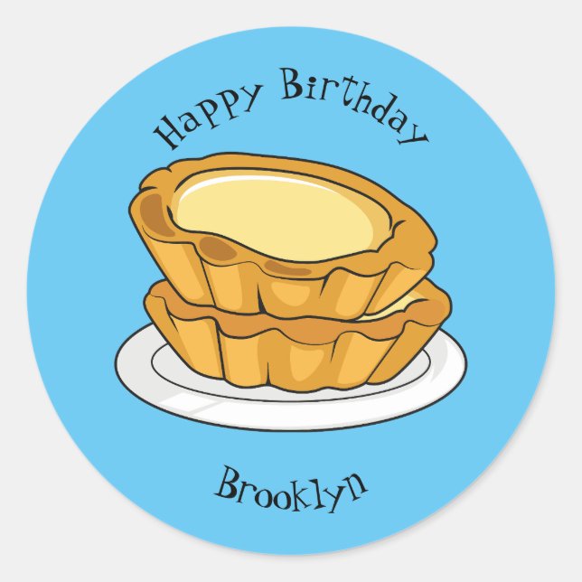 Adesivo Ilustração de desenho animado com tarte de ovo (Frente)