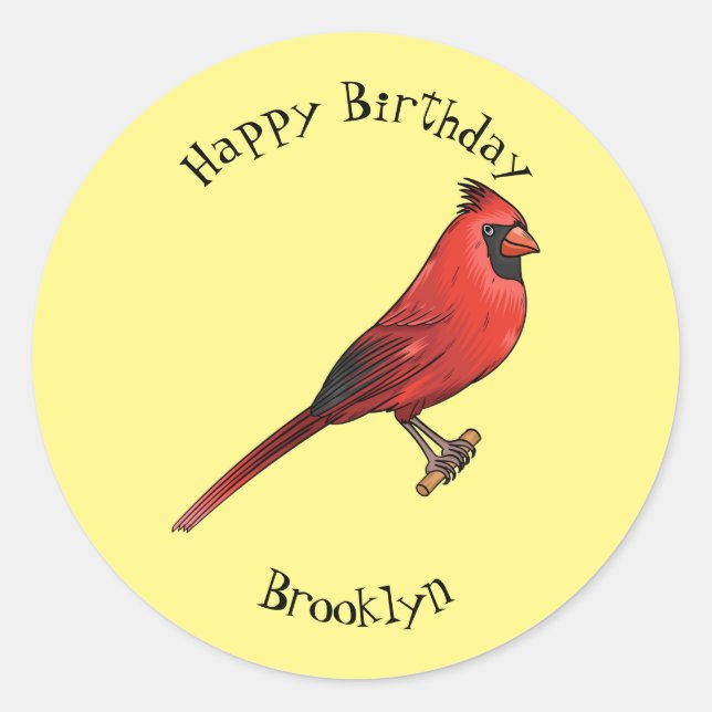 Adesivo ilustração de desenho animado de aves cardeal nort (Frente)