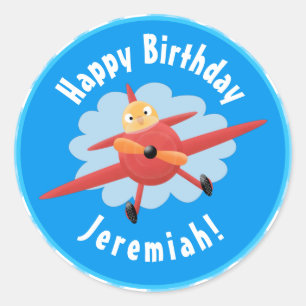 Adesivo Ilustração de desenho animado de avião vermelho