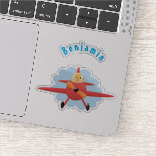Adesivo Ilustração de desenho animado de avião vermelho-vo