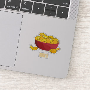 Adesivo Ilustração de desenho animado de batata chips 