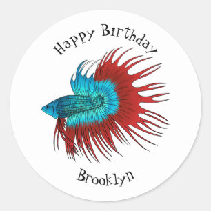 Adesivo Ilustração de desenho animado de betta-rabo-cruzad