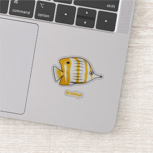 Adesivo Ilustração de desenho animado de borboleta-branc