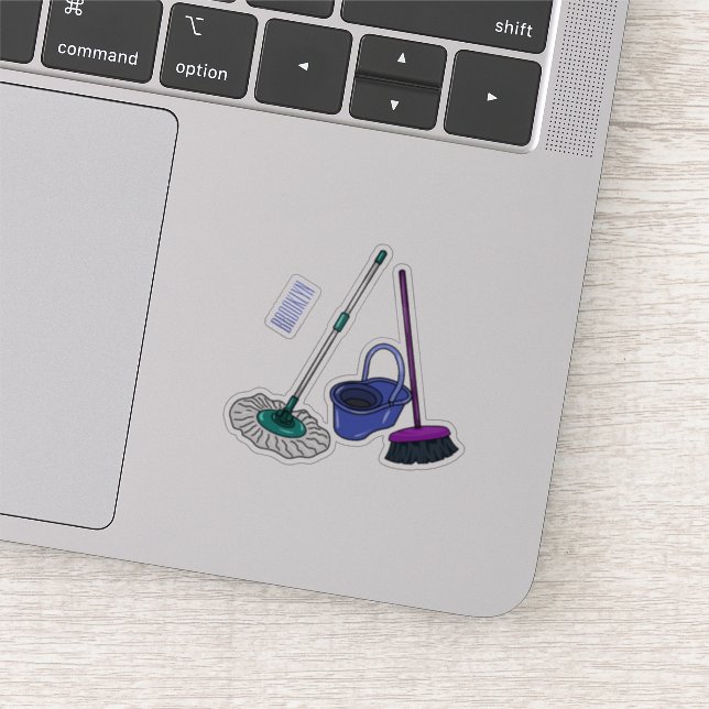 Adesivo Ilustração de desenho animado de Broom & mop (Detalhe)