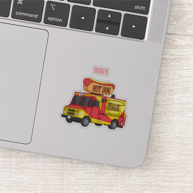 Adesivo Ilustração de desenho animado de caminhão com comi (Detalhe)