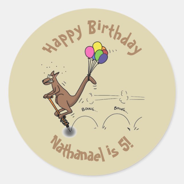 Adesivo Ilustração de desenho animado de canguru humor aus (Frente)