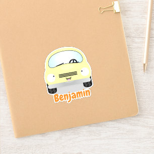Adesivo Ilustração de desenho animado de carro branco am