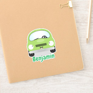 Adesivo Ilustração de desenho animado de carro verde kaw