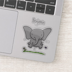 Adesivo ilustração de desenho animado de elefante de beb