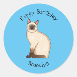 Adesivo Ilustração de desenho animado de gato siamês