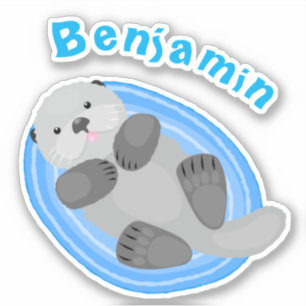Adesivo Ilustração de desenho animado de lontra de mar f
