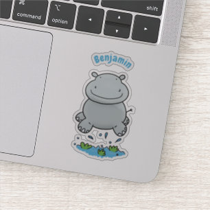 Adesivo Ilustração de desenho animado de salto em hippo