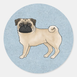 Adesivo Ilustração de desenho animado fofo de Pug cor de c
