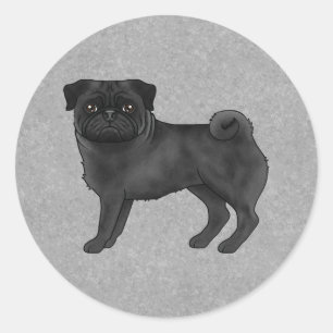 Adesivo Ilustração de desenho animado fofo de Pug preto em