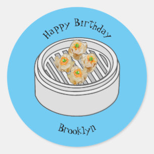 Adesivo Ilustração de desenho animado Shumai dim sum