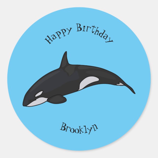 Adesivo Ilustração de desenho da baleia assassina (Frente)