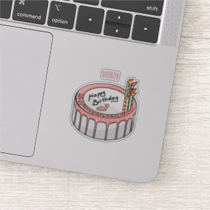 Adesivo Ilustração de desenho de bolo de aniversário