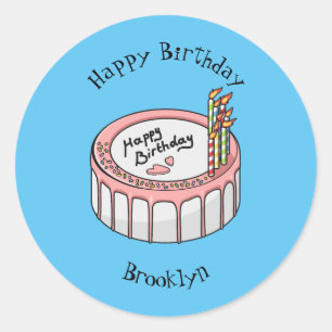Adesivo Ilustração de desenho de bolo de aniversário