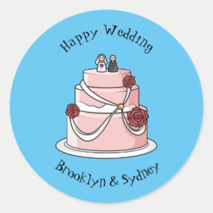 Adesivo Ilustração de desenho de bolo de casamento